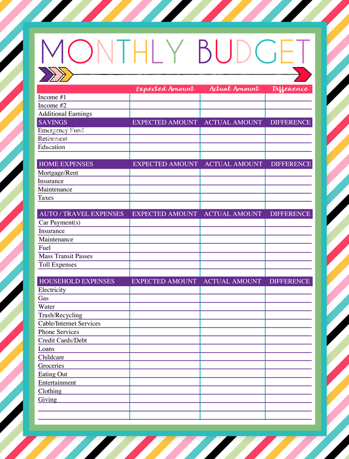 free printable budget worksheets pdf