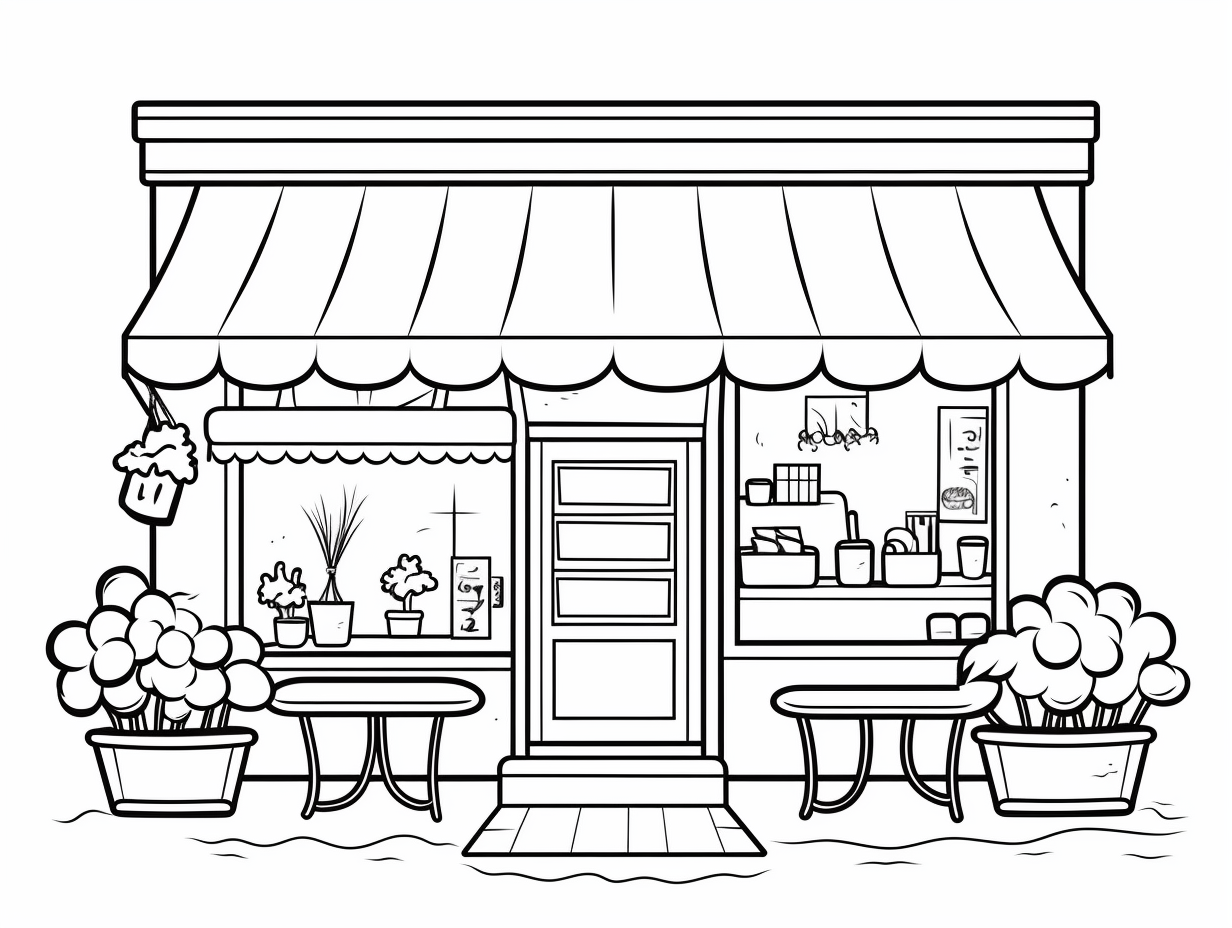 Free Printable Cafe Coloring Page For Kids