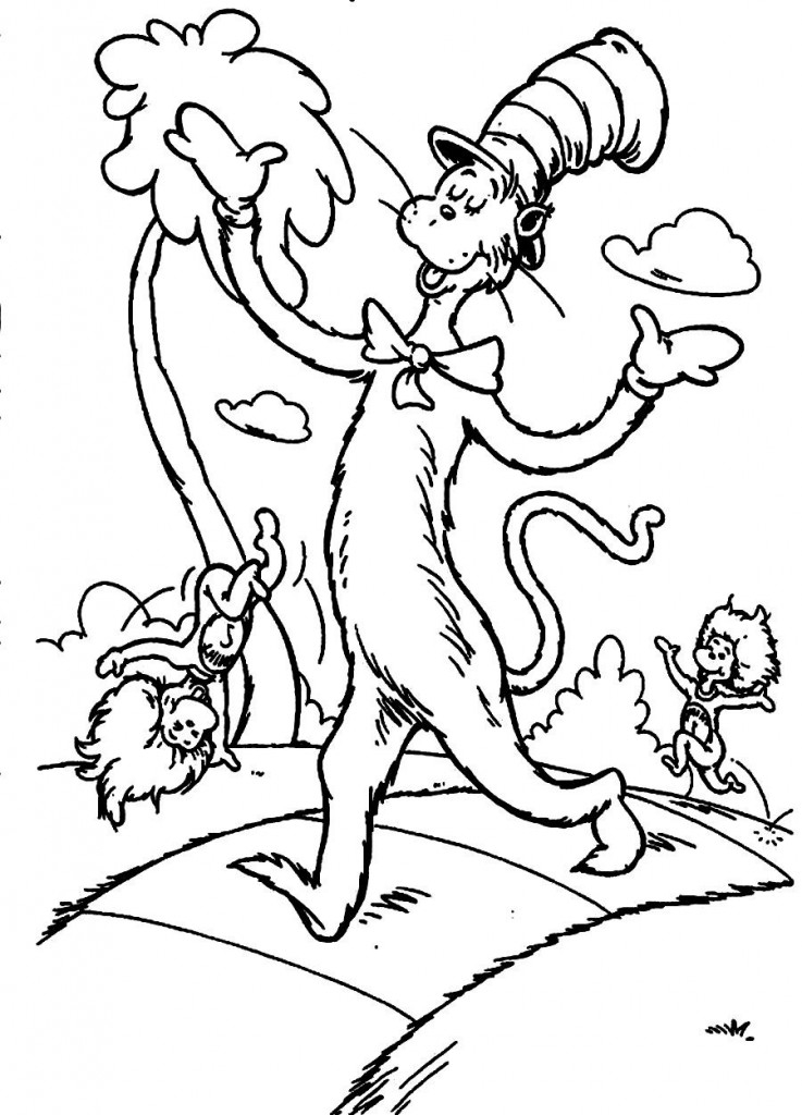 Cat And Hat Coloring Pages