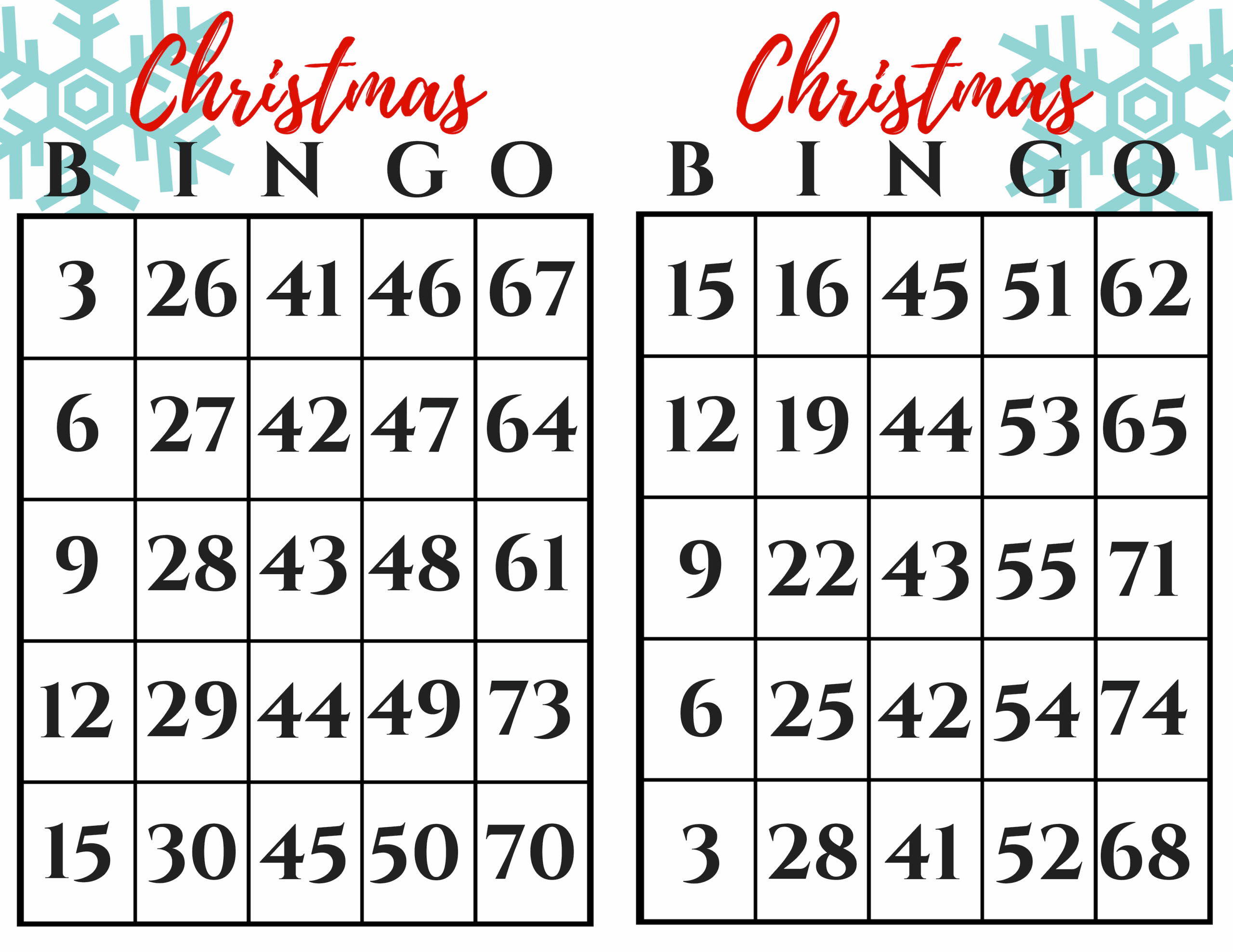 25 free printable christmas bingo cards