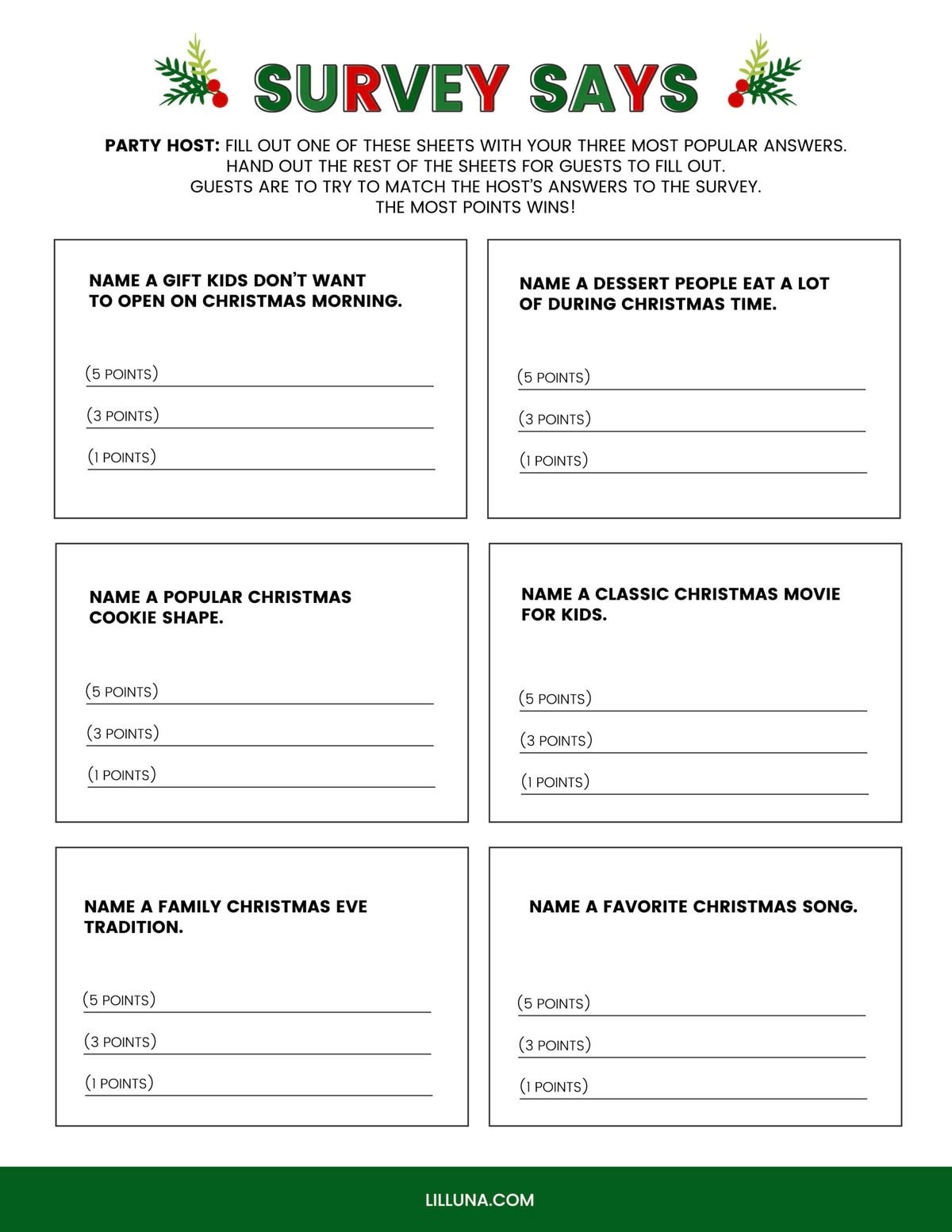 printable christmas games for family