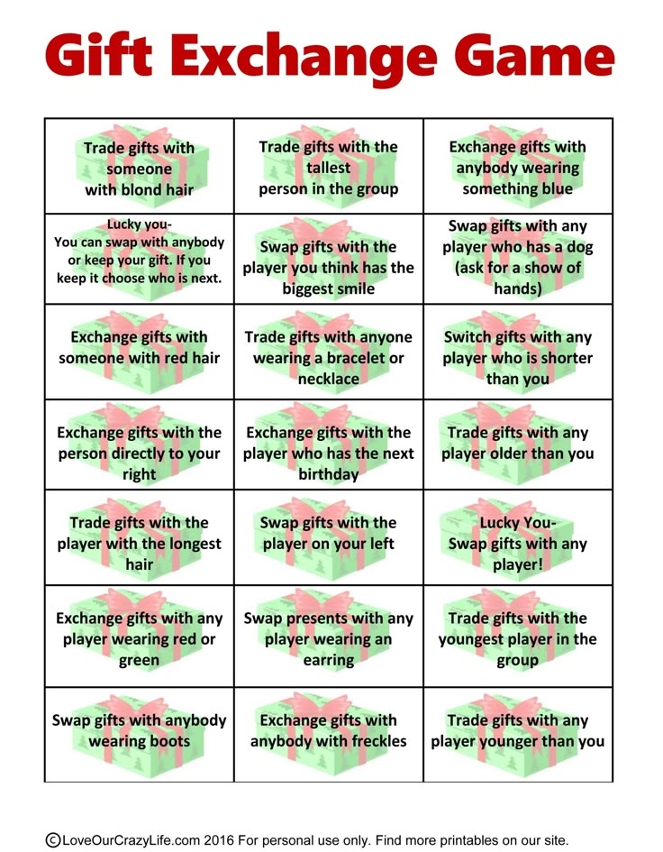 Free Printable Christmas Gift Exchange Games Printable Vocabulary 