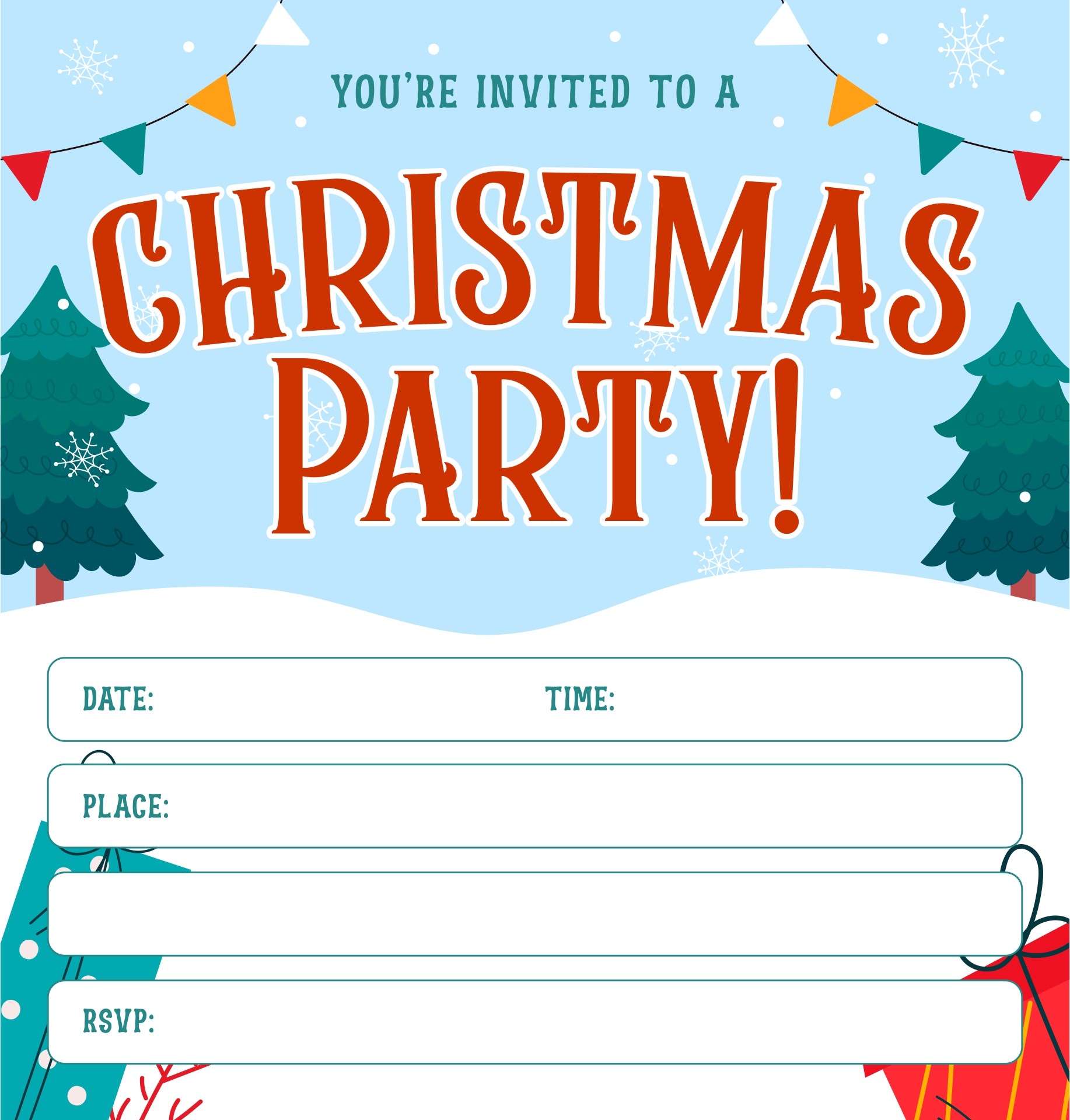 Free Printable Christmas Party Invitation Template
