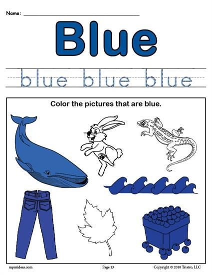 FREE Printable Color Blue Worksheet Color Blue Worksheets Like This 