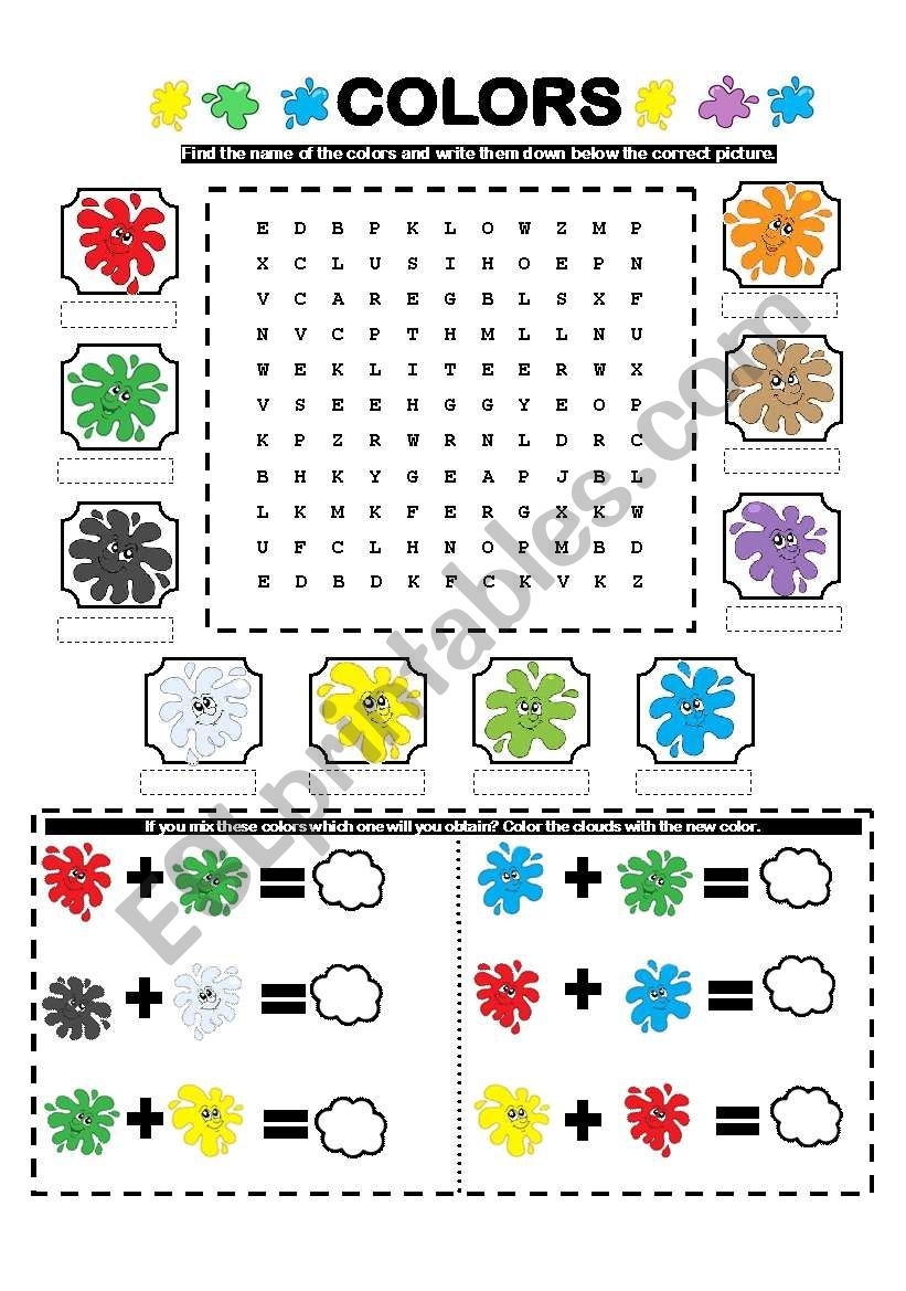 Free Printable Color Mixing Worksheet Printable Word Searches