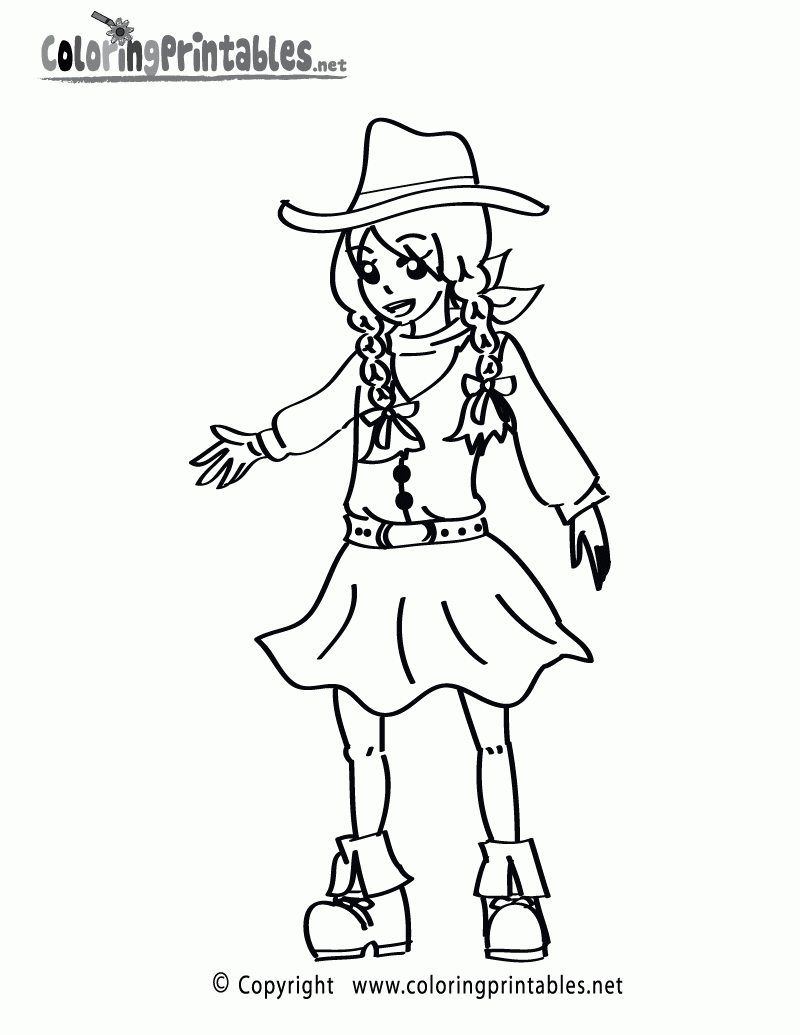 Free Printable Cowgirl Coloring Page