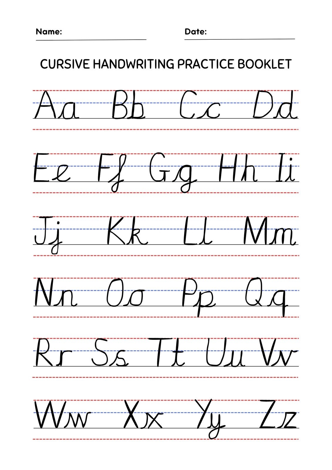 Free Printable Cursive Writing Worksheet Templates Canva Worksheets