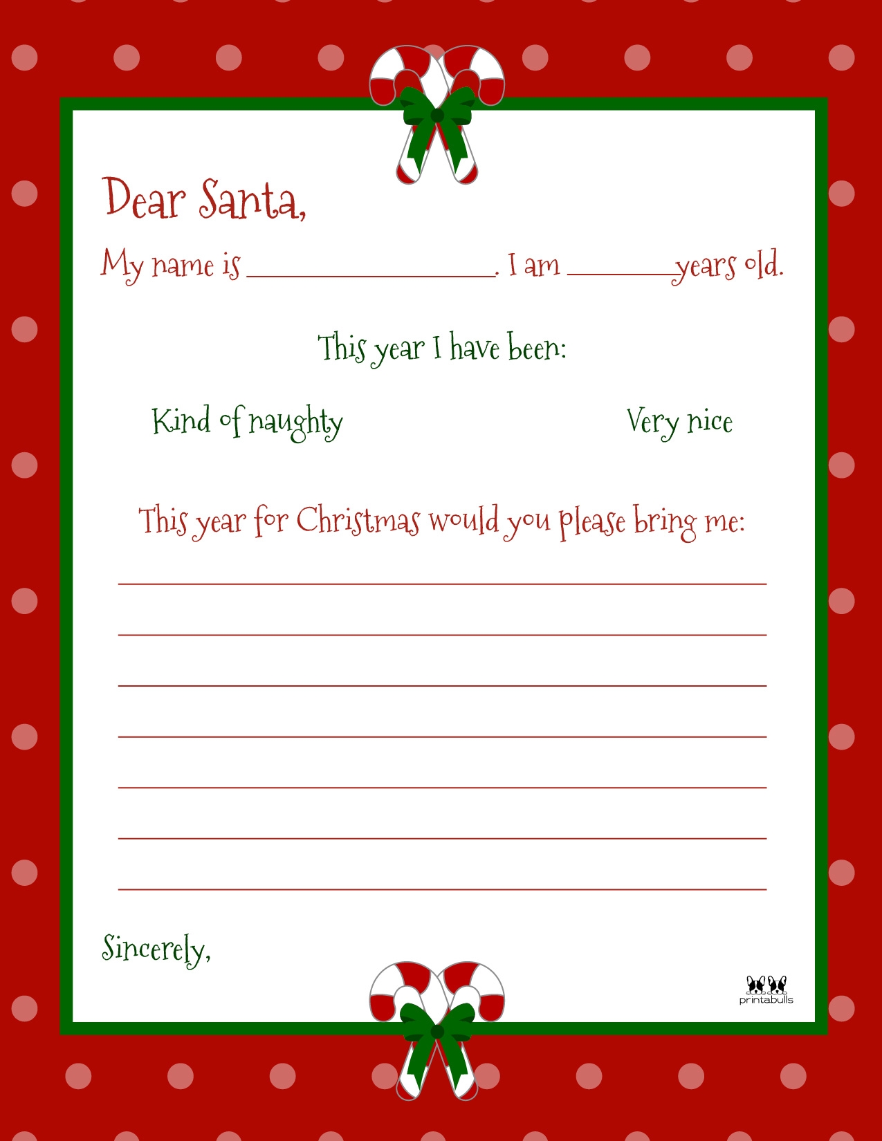 dear santa template free printable