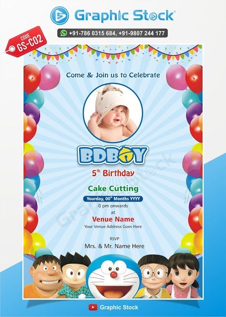 Free Printable Doraemon Birthday Invitation Cards Download Free