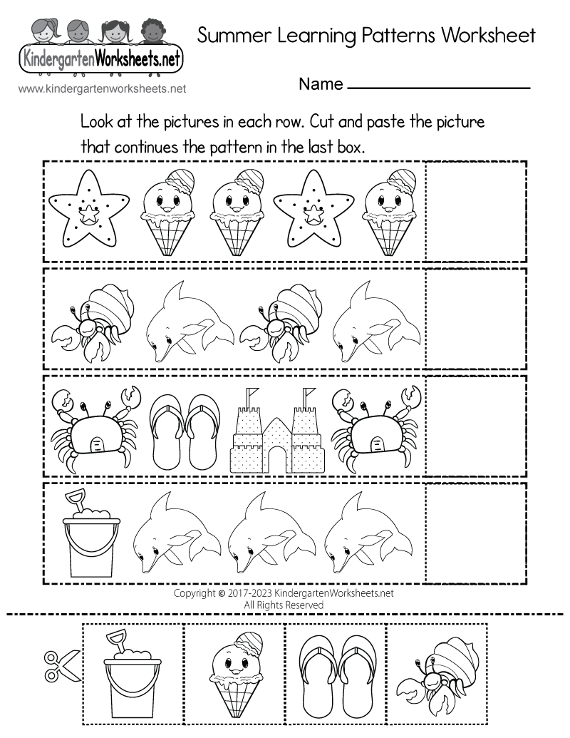 Free Printable Fun Summer Learning Worksheet For Kindergarten