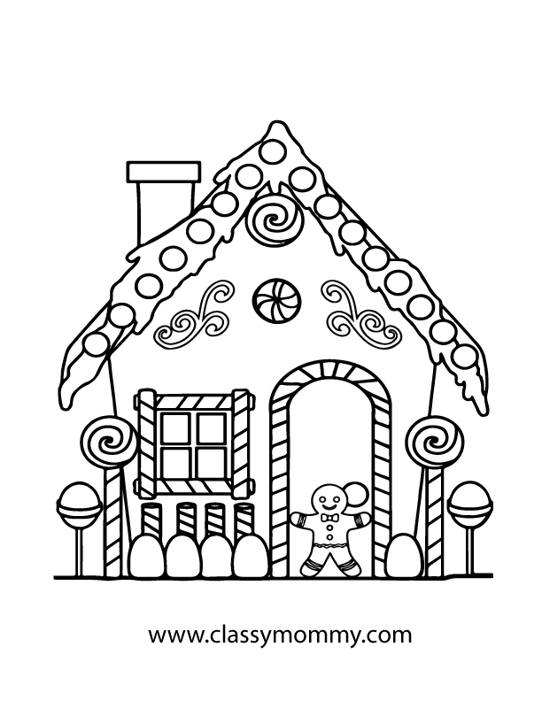 free printable gingerbread house coloring pages