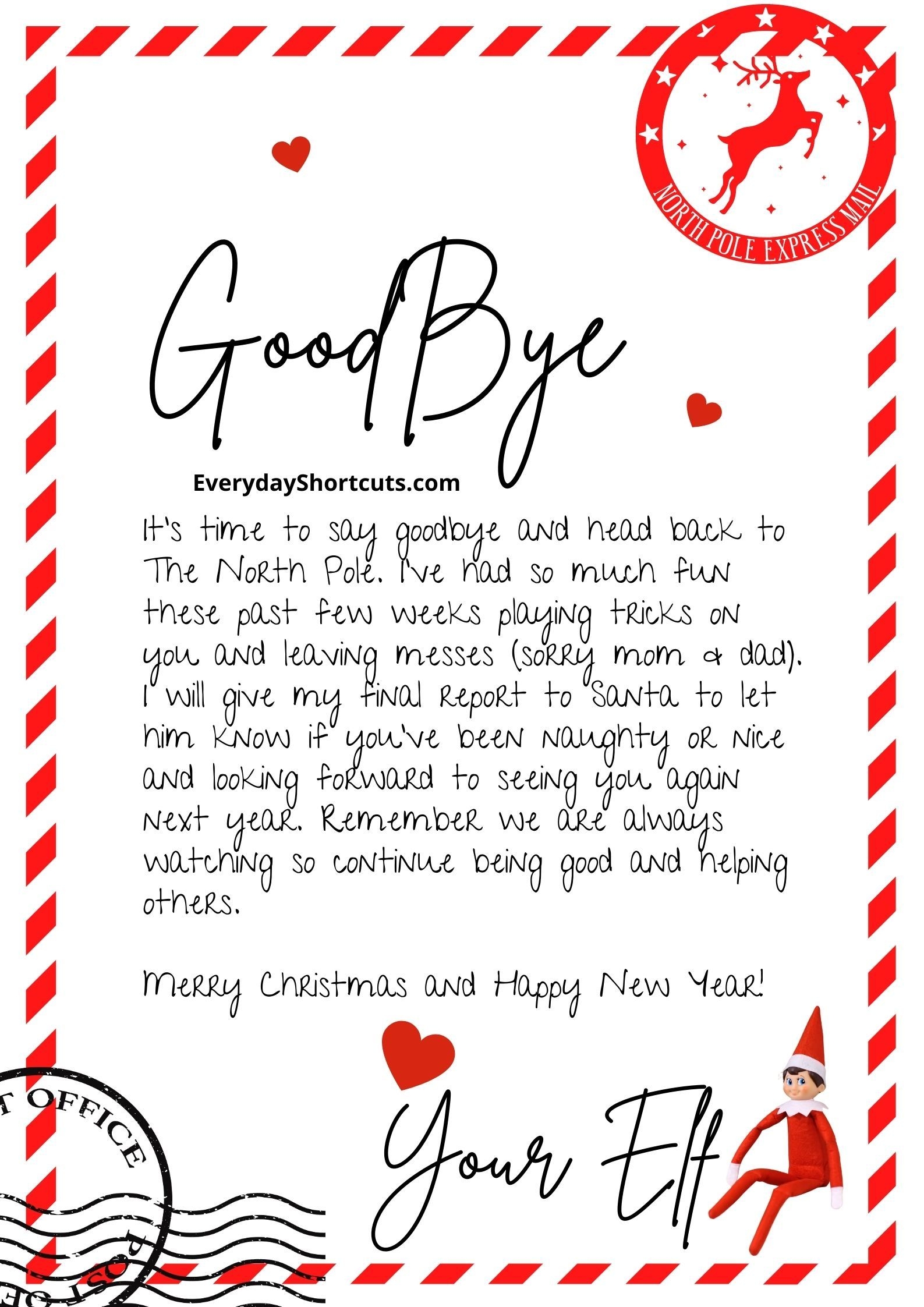 elf on the shelf letter template free printable word