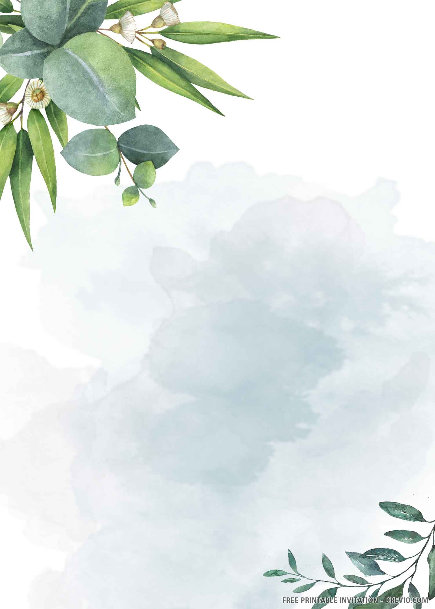  FREE PRINTABLE Greenery Wedding Invitation Templates Download 