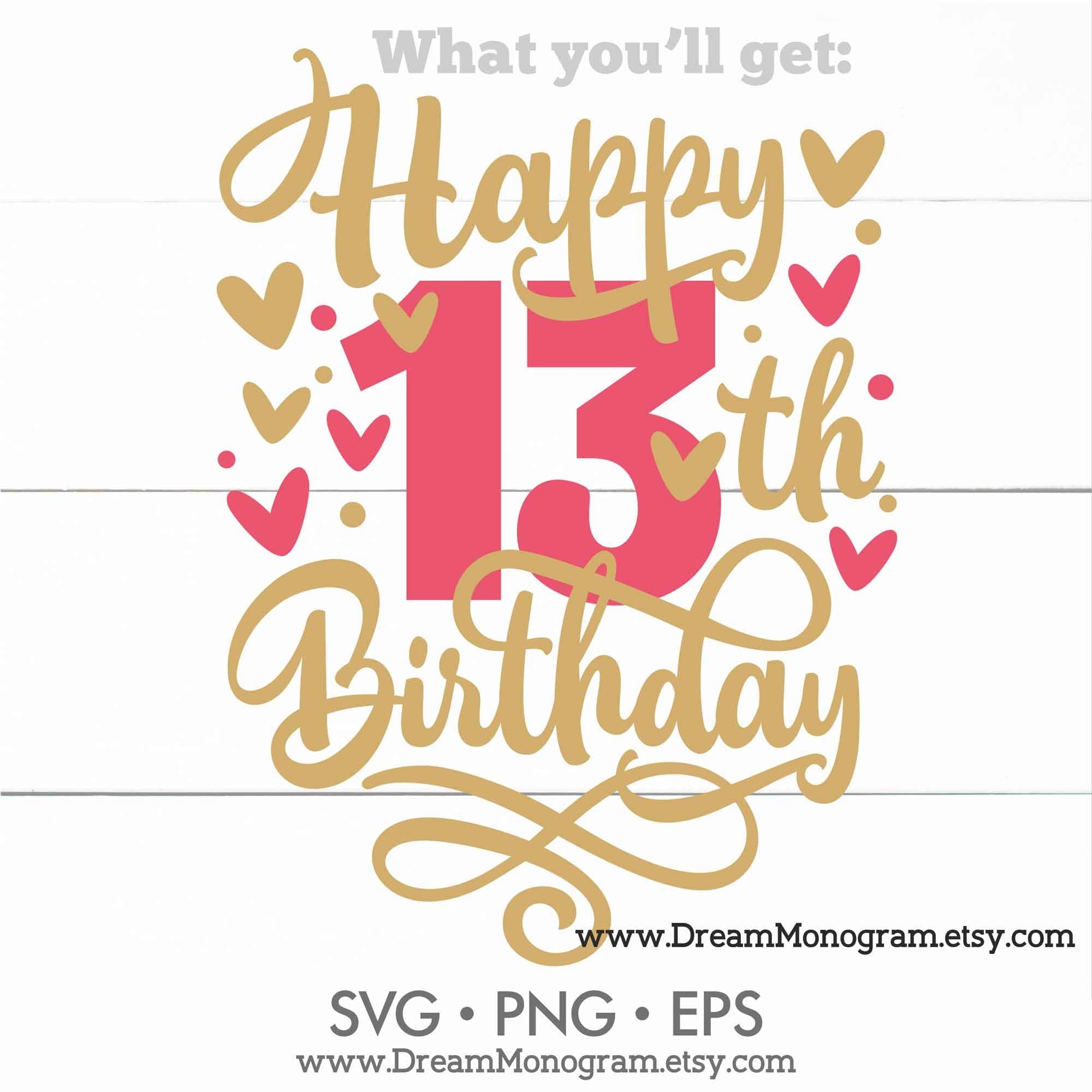13th birthday printable cards