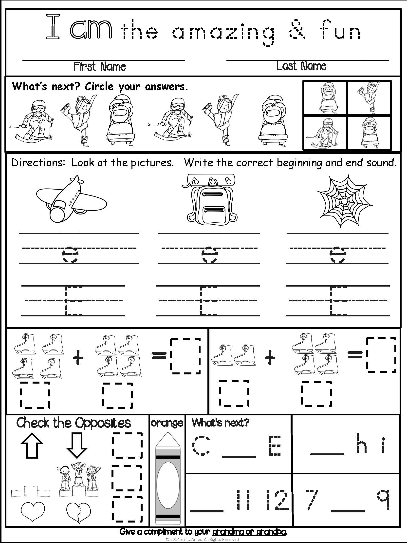 preschool homework worksheets