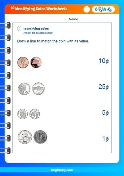 identify coins worksheet