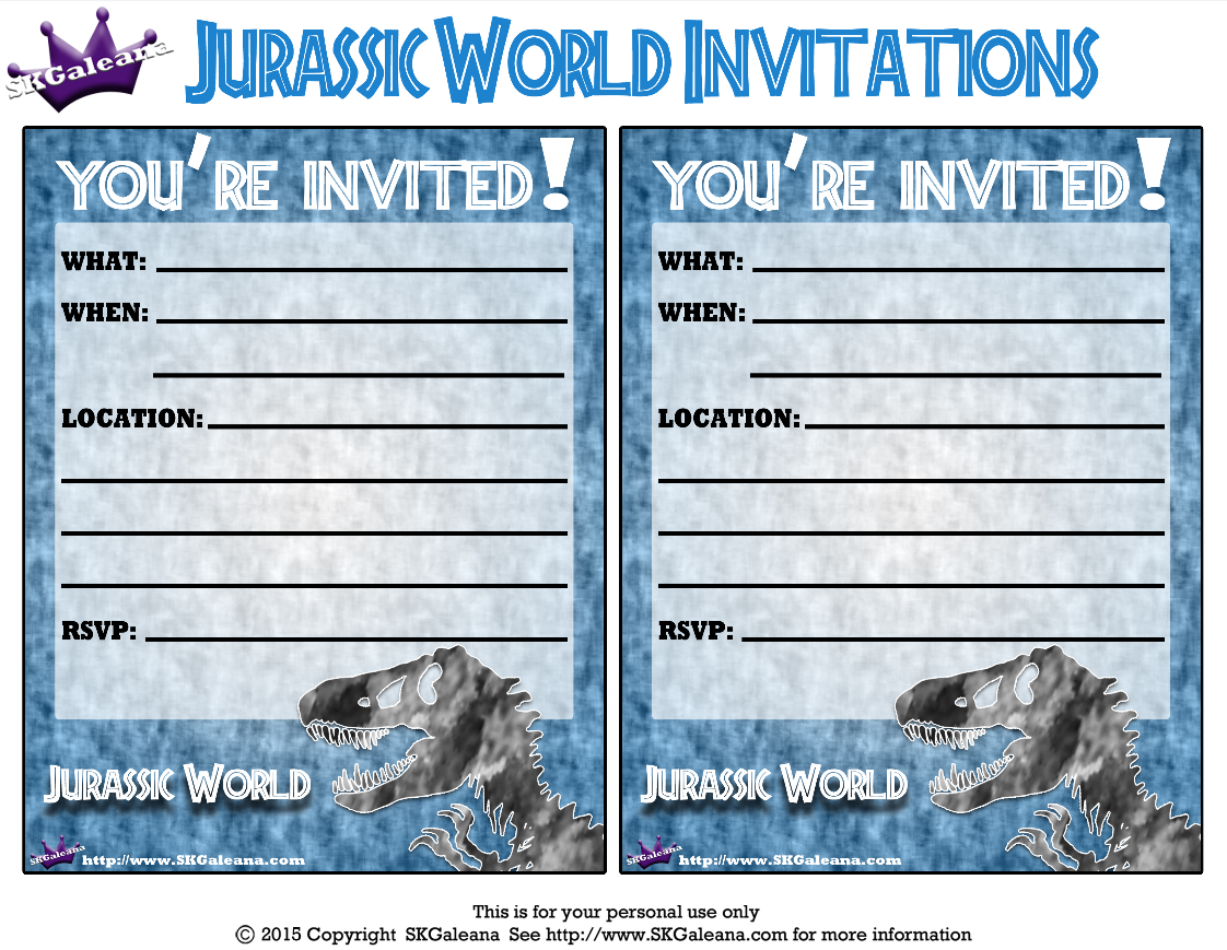 jurassic world birthday invitations templates