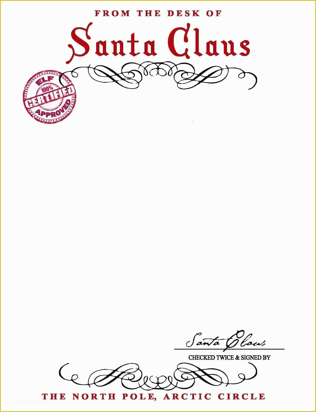 Free Printable Letter From Santa Template Of Santa Claus Letterhead 