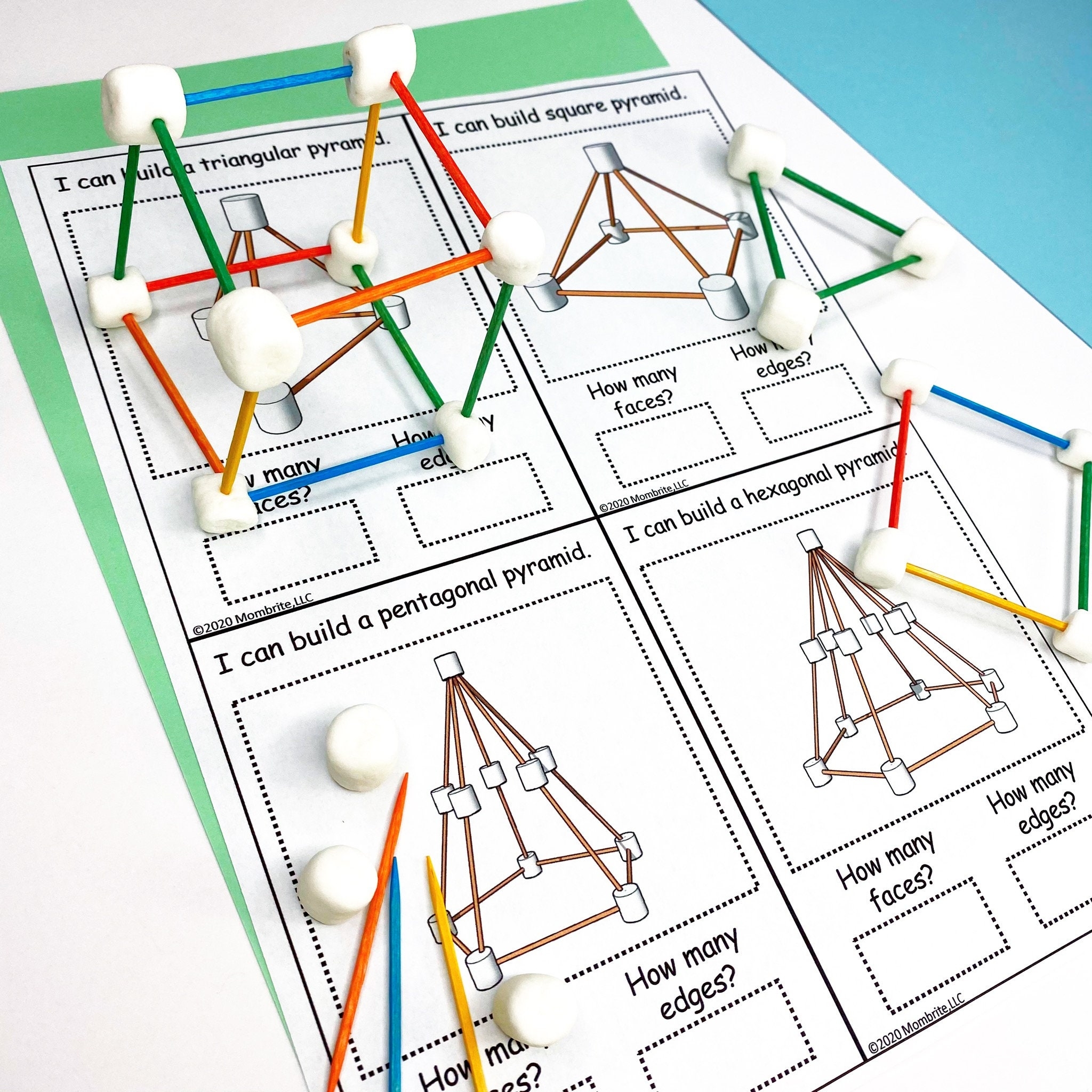 Free Printable Marshmallow And Toothpick Geometry Cards Printable 