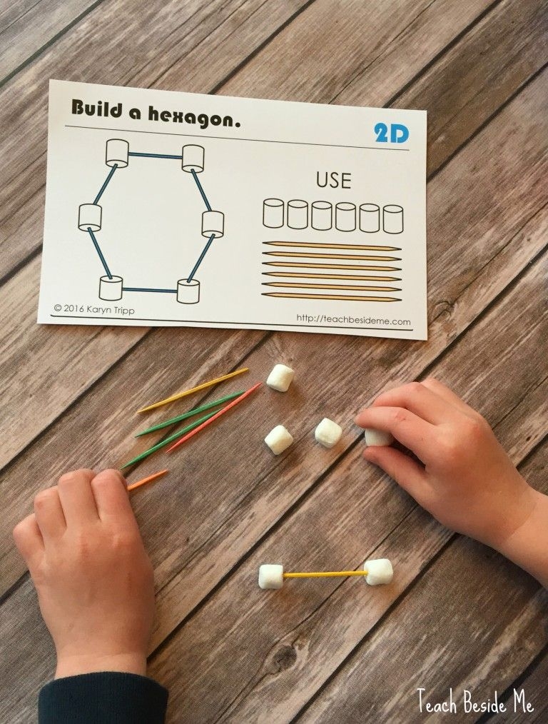 22 printable marshmallow and toothpick geometry cards