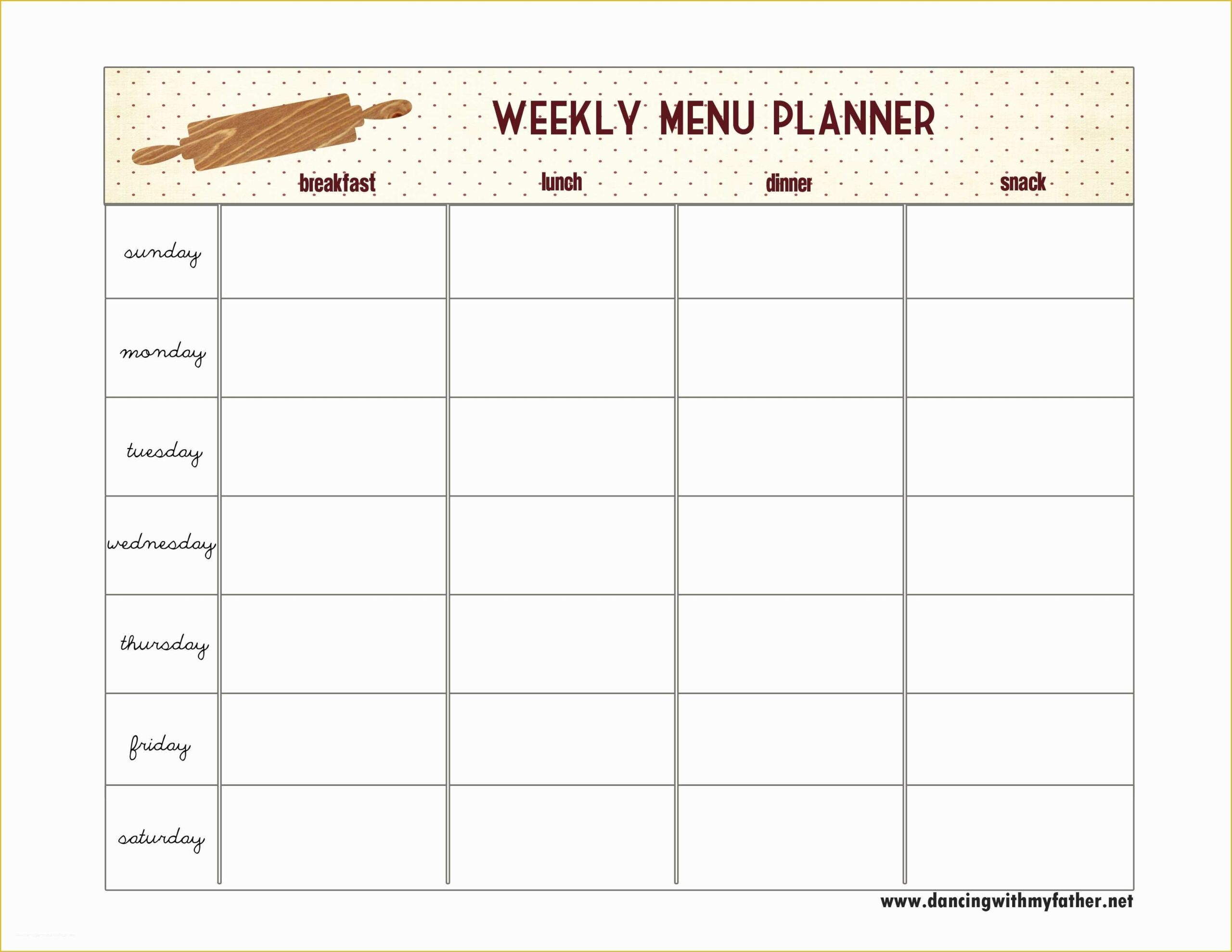 Free Printable Menu Templates Of 4 Free Weekly Planner Template 