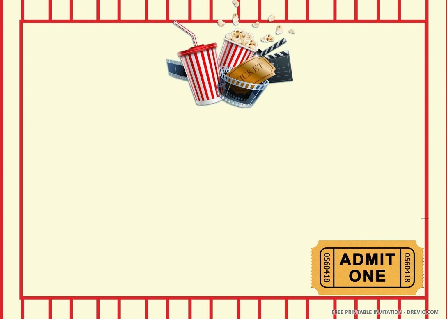  FREE PRINTABLE Movie Ticket Birthday Invitation Template Download 