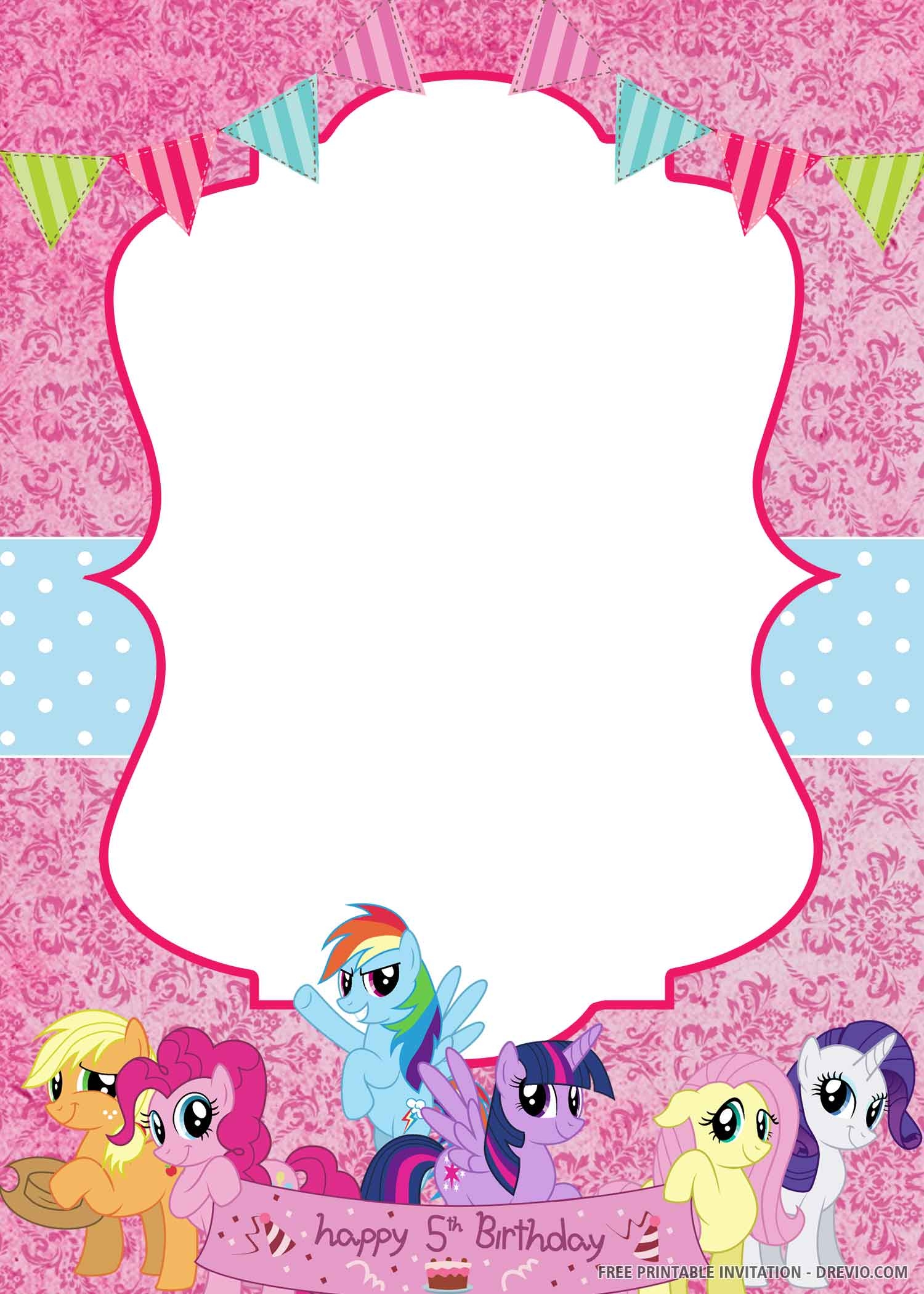  FREE PRINTABLE My Little Pony Invitation Templates DREVIO