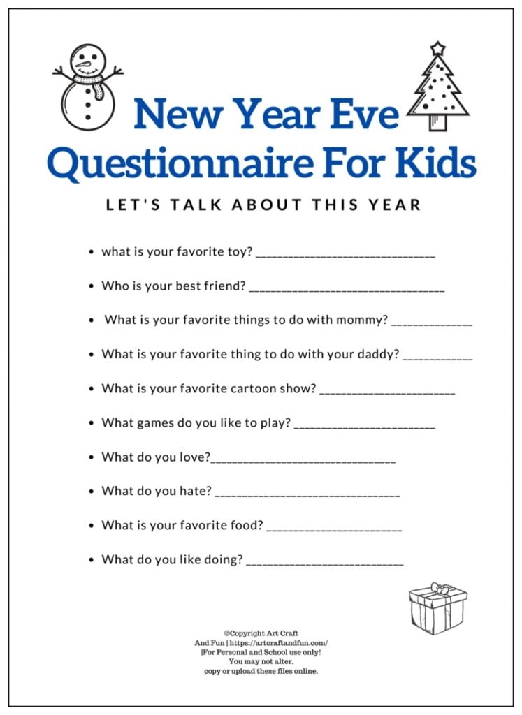 Free Printable New Years Worksheets