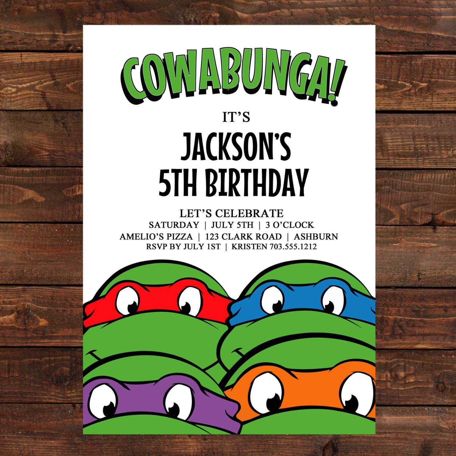 ninja turtle birthday invitations template free