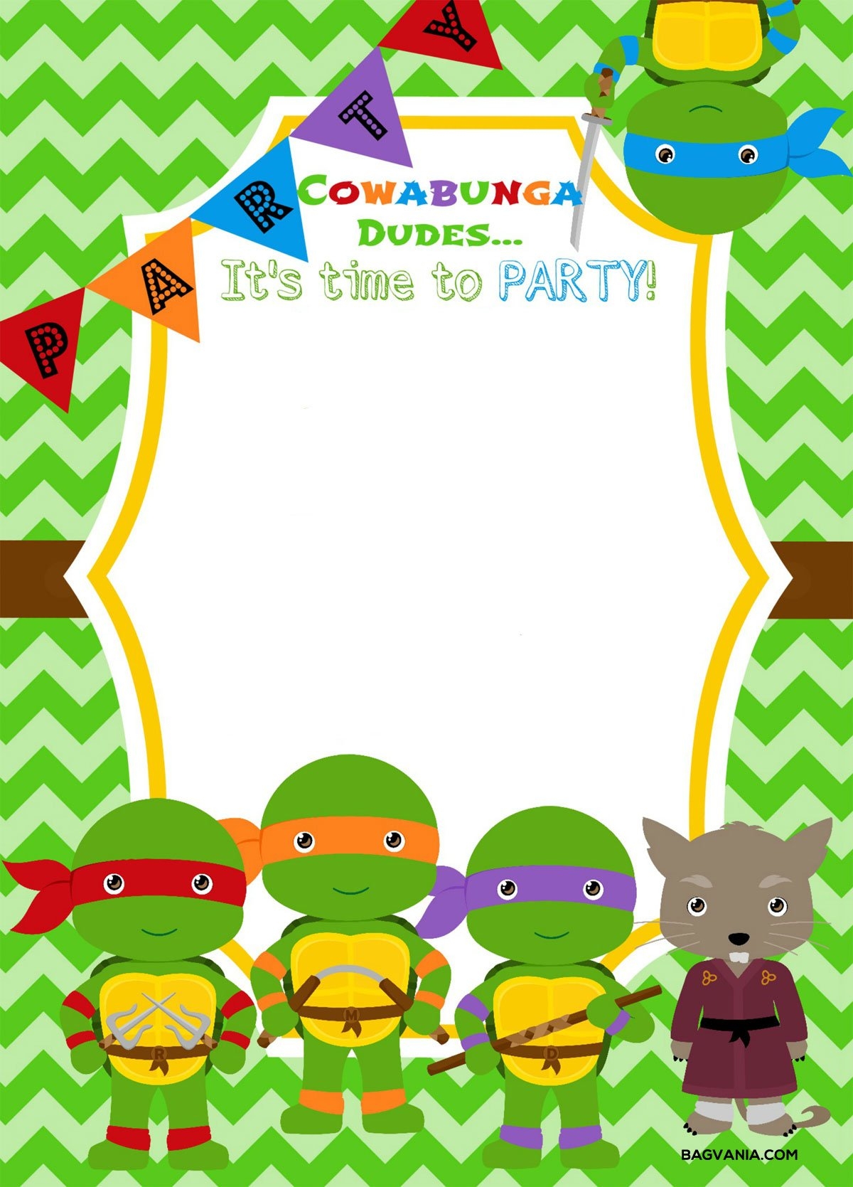 Free Printable Ninja Turtle Birthday Party Invitations Bagvania FREE 