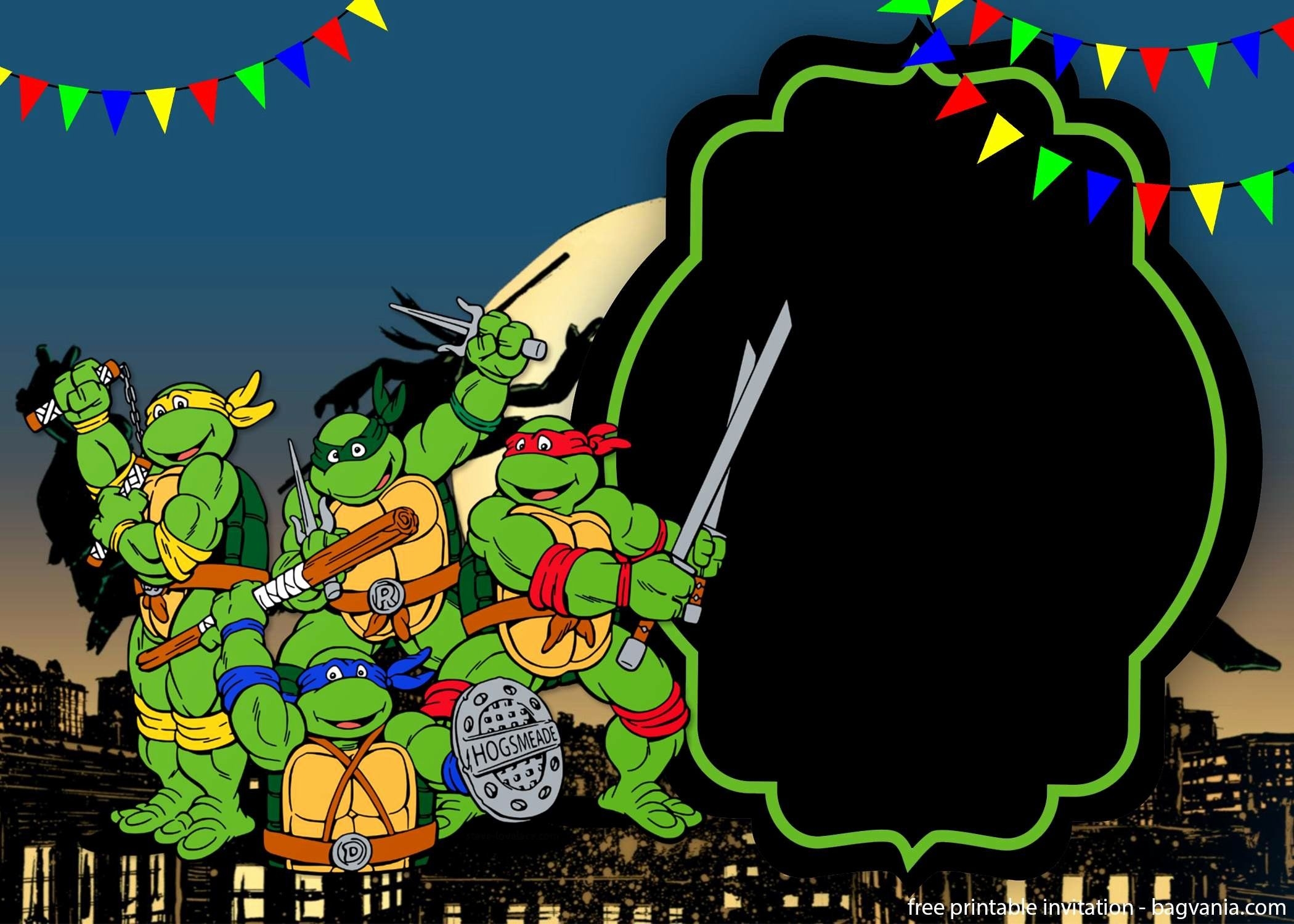 ninja turtle invitations free template