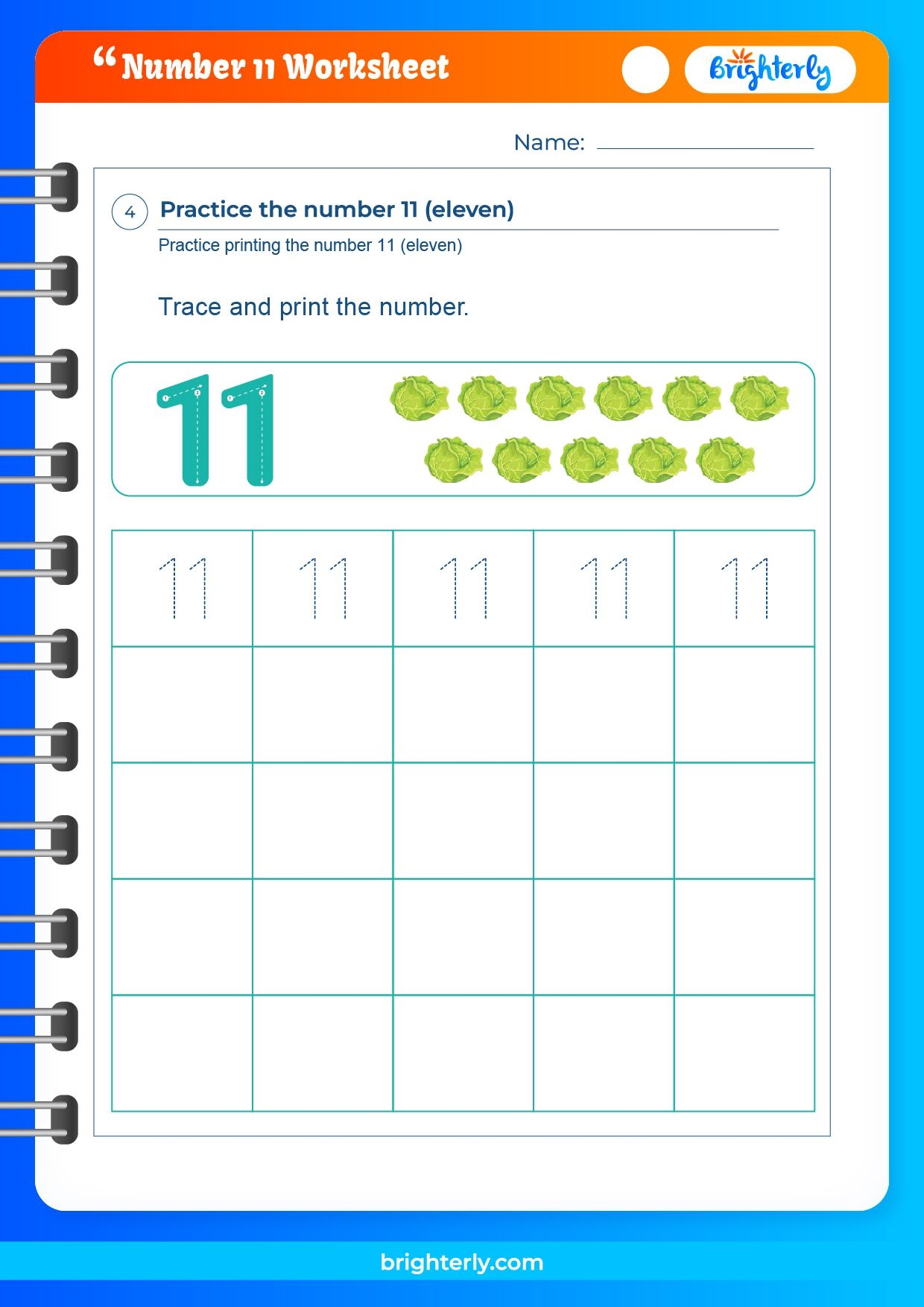 number eleven worksheets