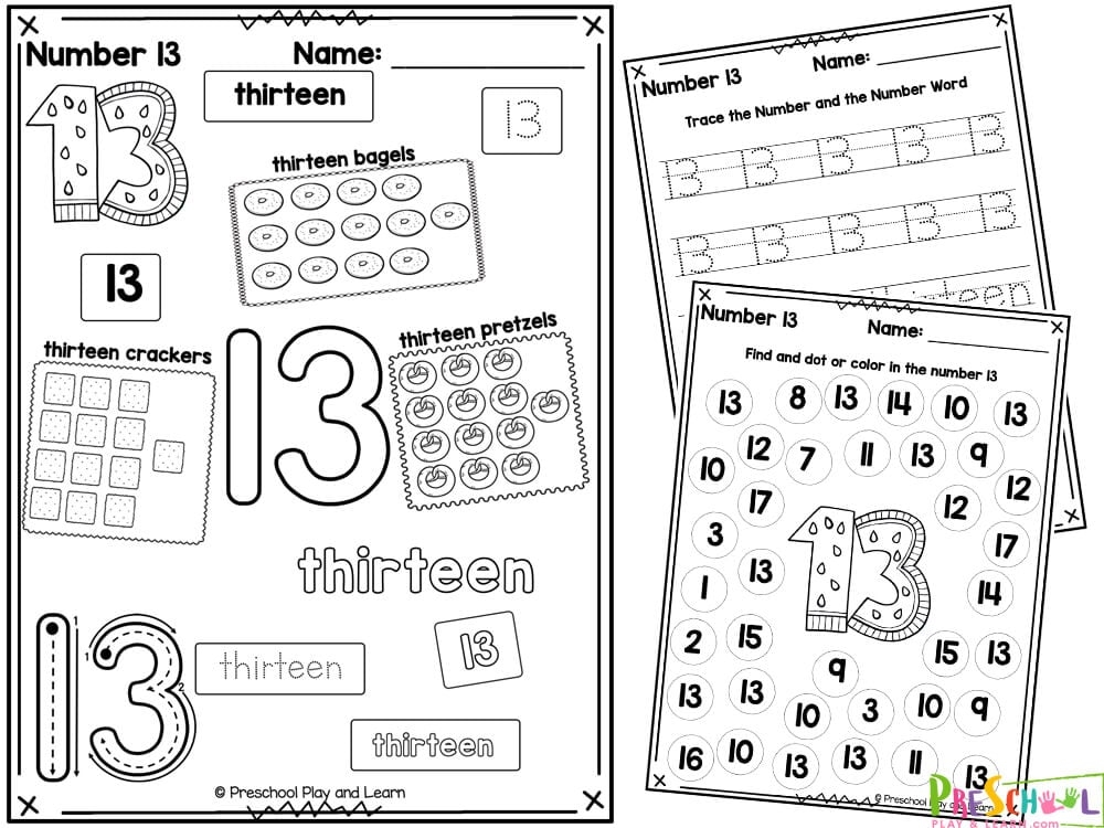 FREE Printable Number 13 Worksheets For Preschool Worksheets Library