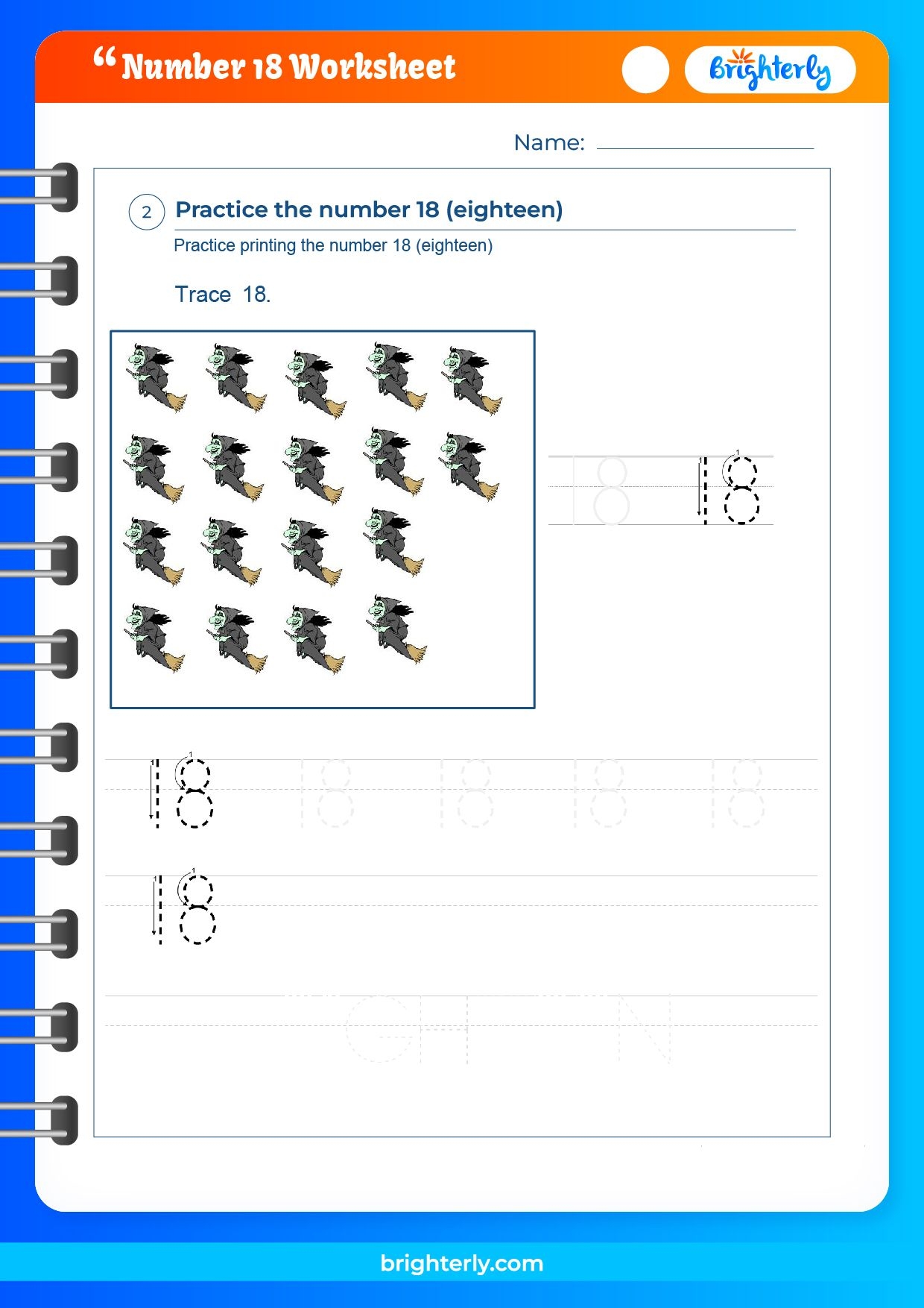 Free Printable Number 18 Eighteen Worksheets For Kids PDFs