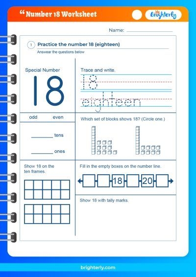 Free Printable Number 18 Eighteen Worksheets For Kids PDFs 