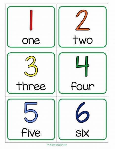 Free Printable Number Flashcards 1 6 Alien Schooler