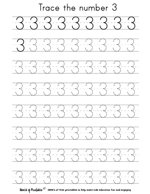 number 3 worksheets for preschoolers