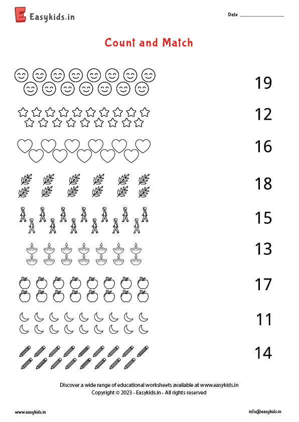 number matching worksheets
