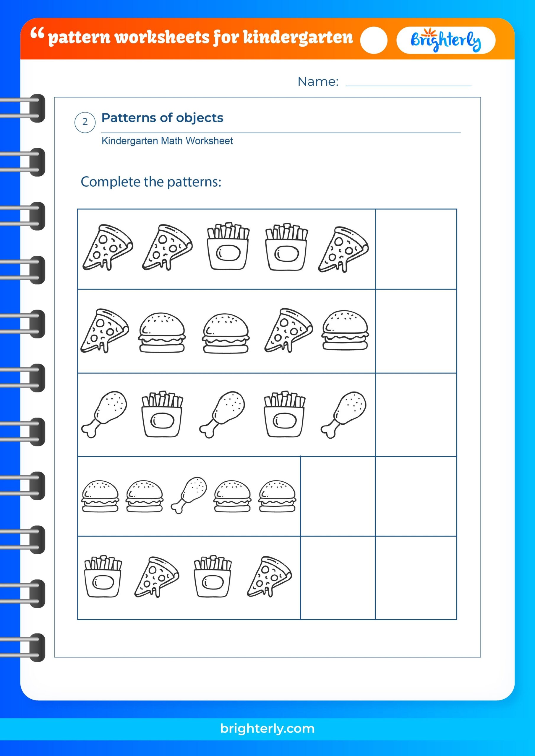 kindergarten pattern worksheets