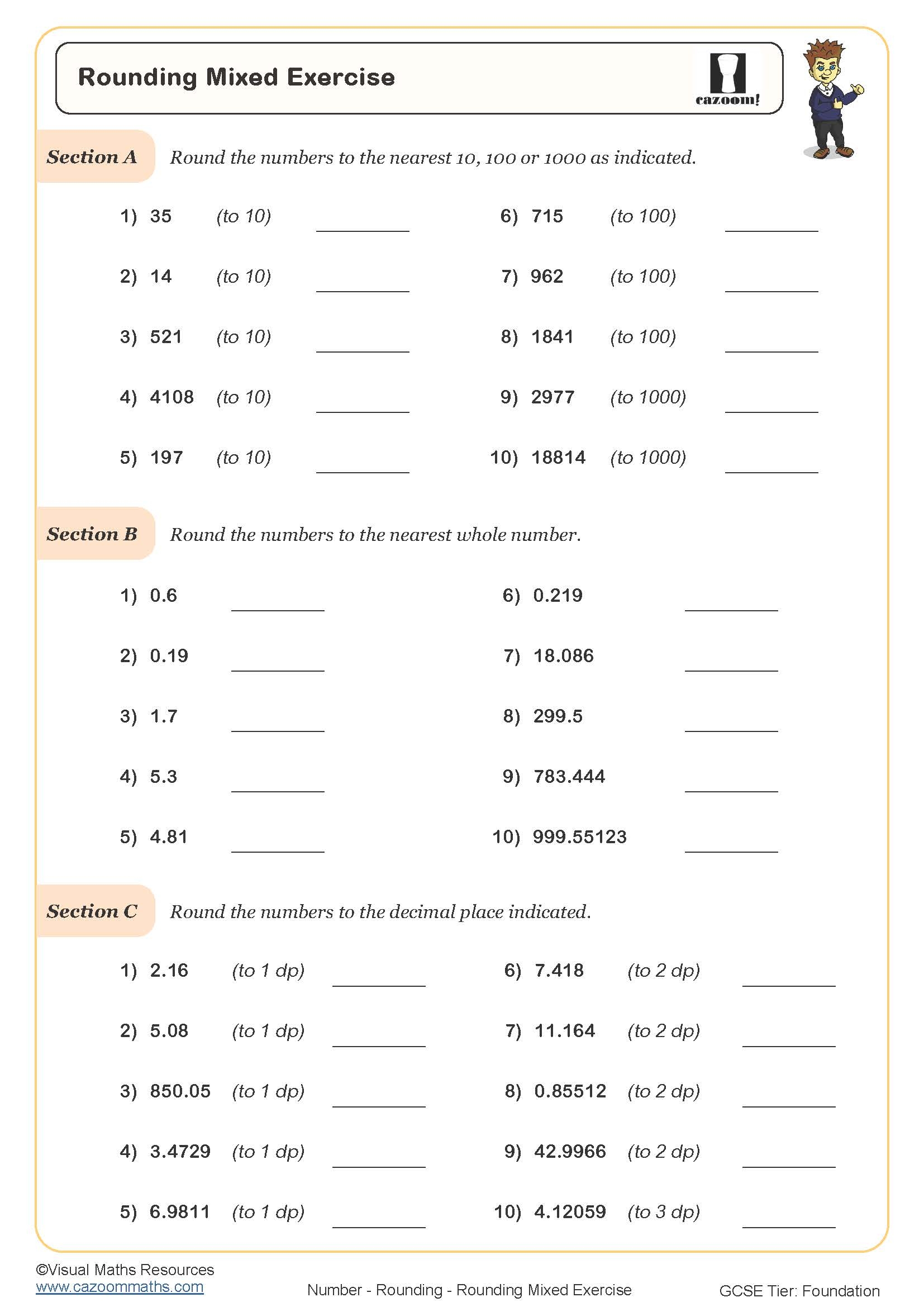 Free Printable Rounding Whole Numbers Worksheet Worksheets Library