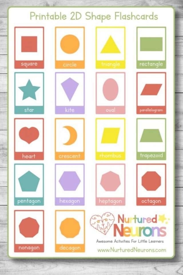 2d shape card printable