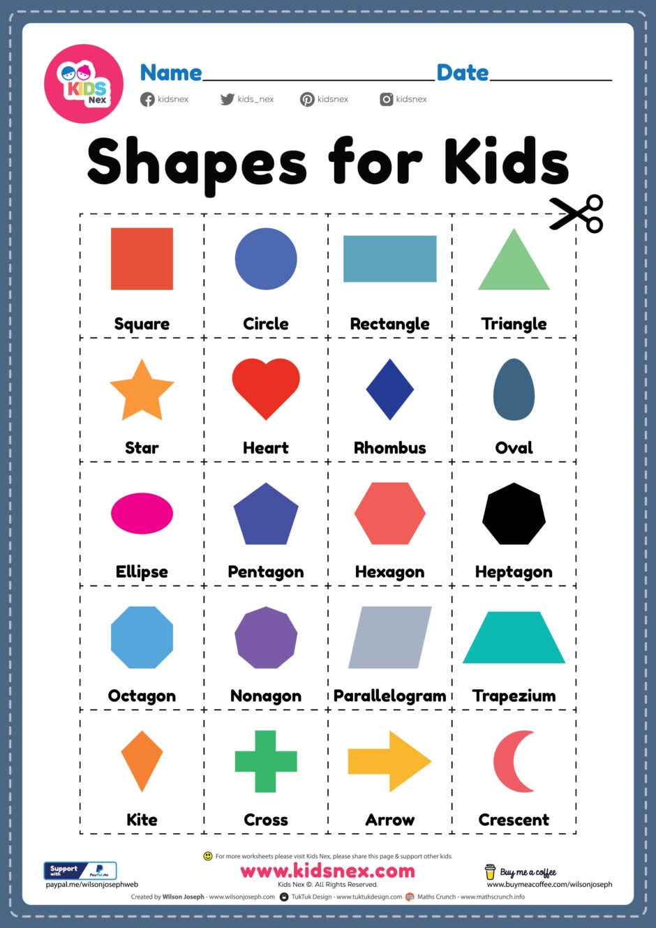 2d shapes printable cards