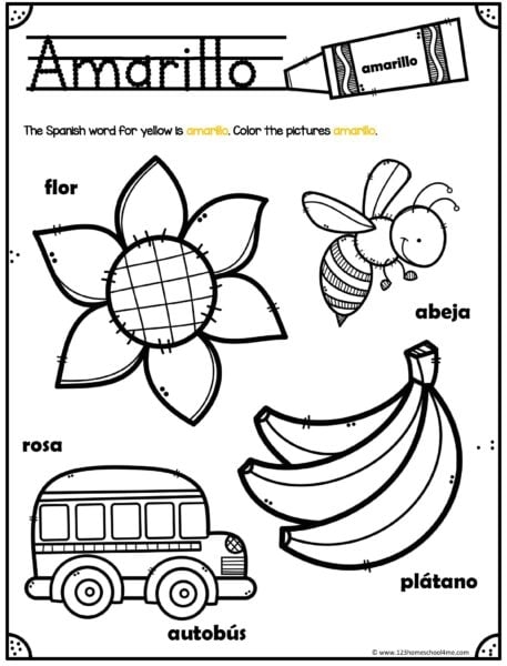 FREE Printable Spanish Colors Worksheet For Kindergarten Coloring Home