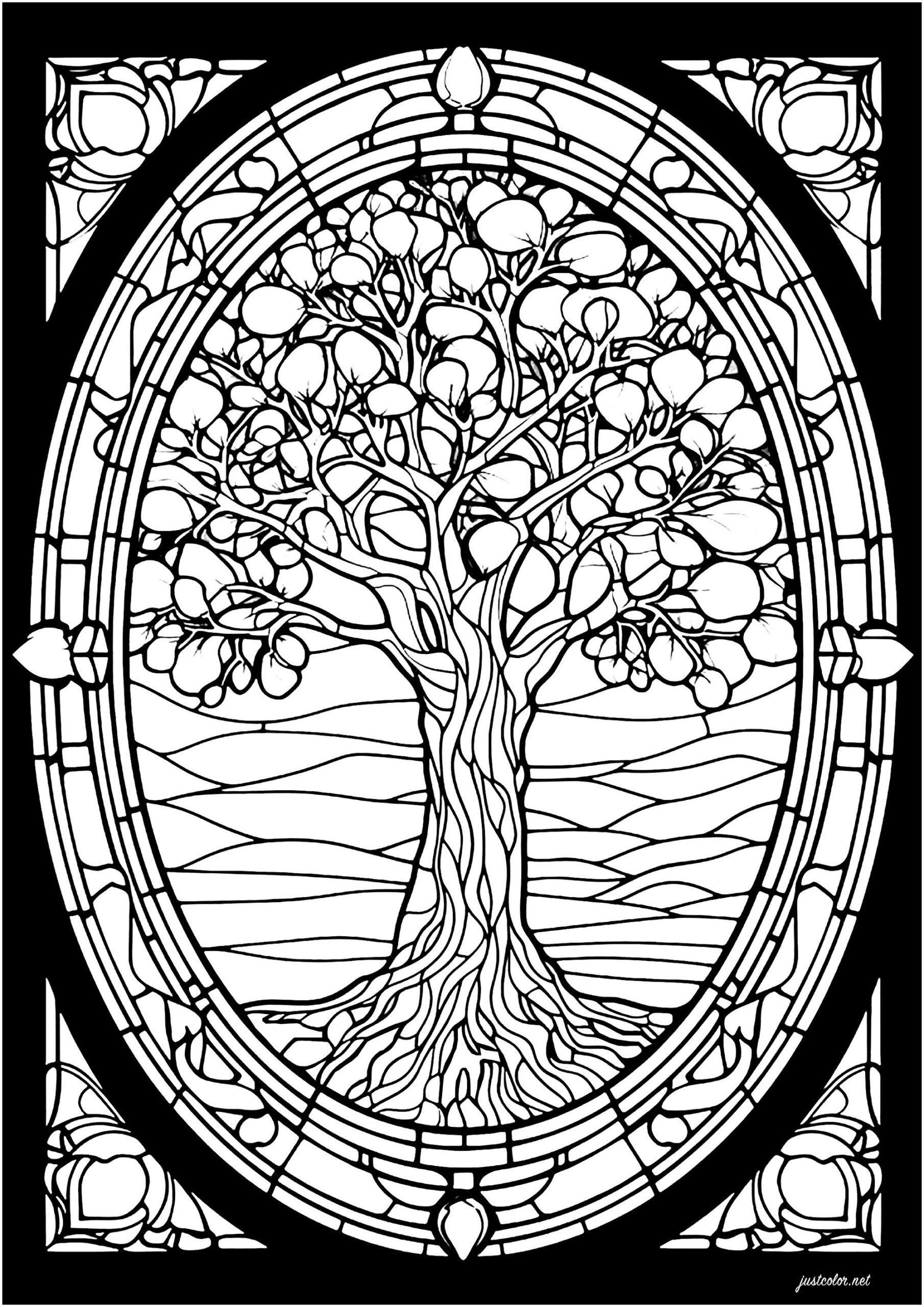 free printable stained glass coloring pages