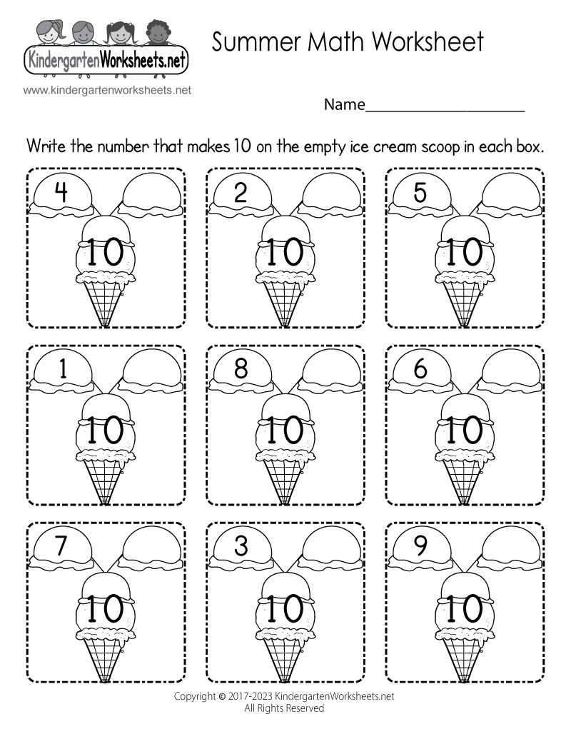 Free Printable Summer Math Worksheet