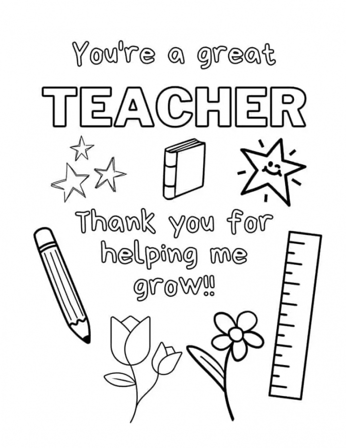 Free Printable Thank You Teacher Coloring Pages FREE Printable HQ