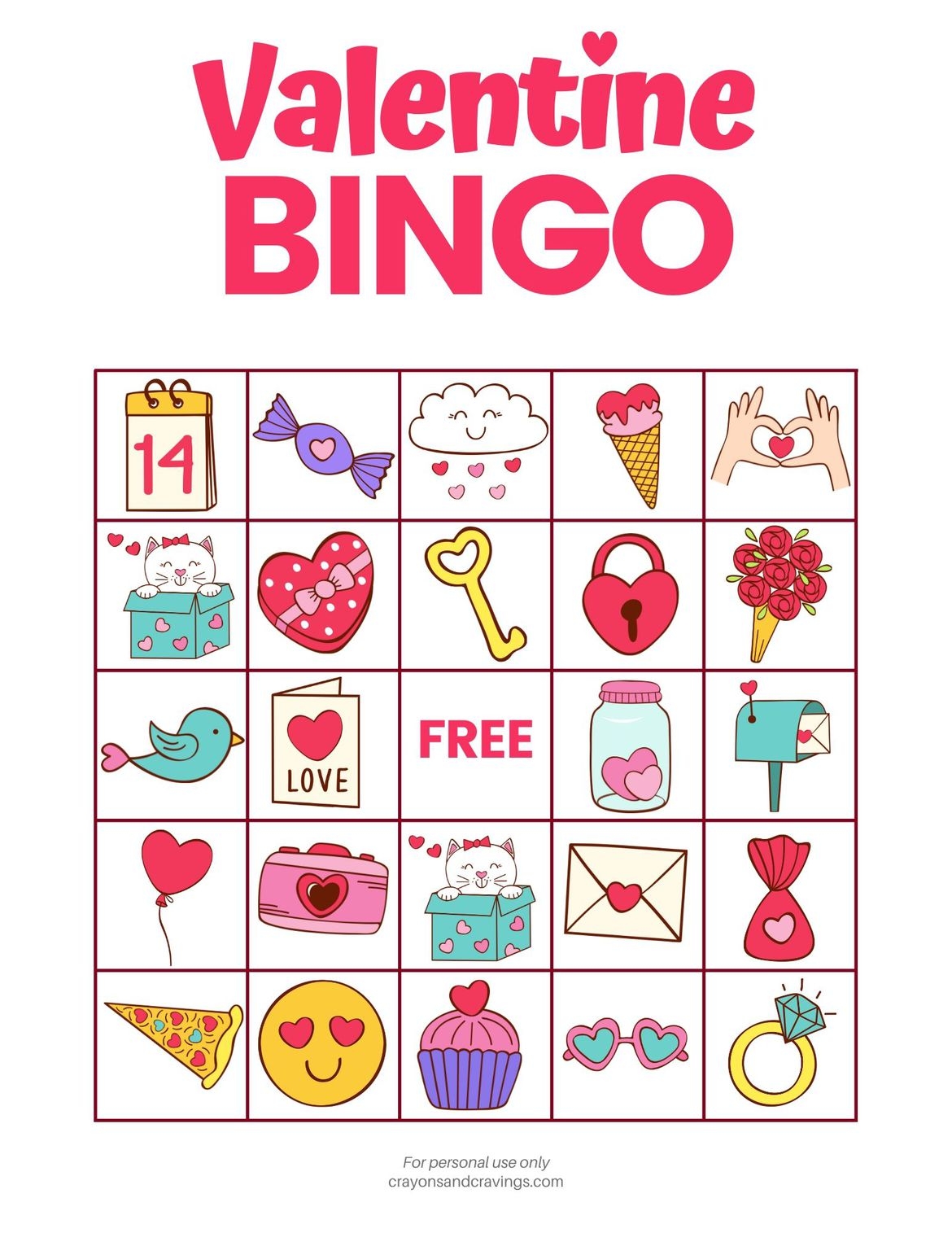110th day bingo card printable