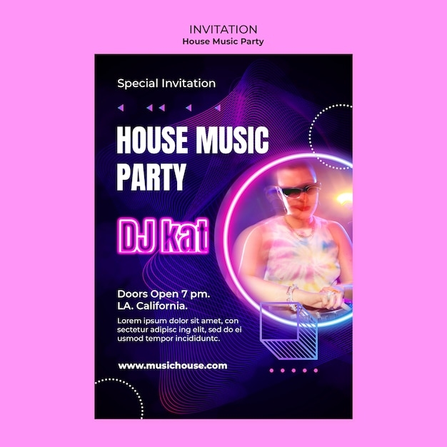 Free PSD House Music Party Invitation Template