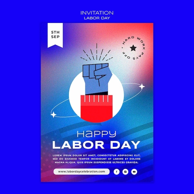Free PSD Labor Day Invitation Template Design