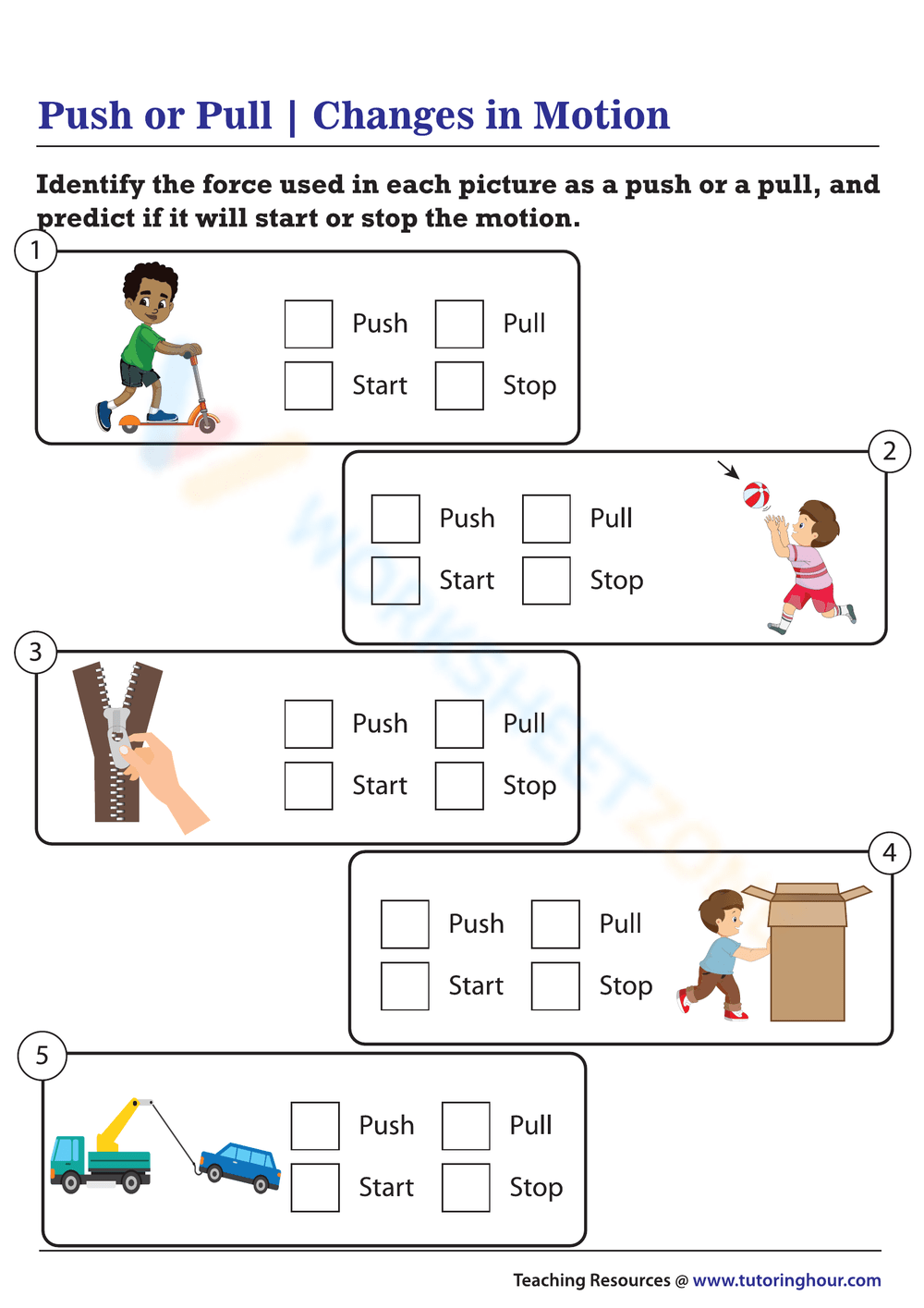 push and pull worksheets